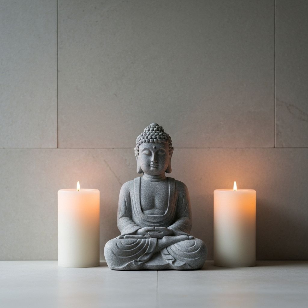 Buddha statue with candles