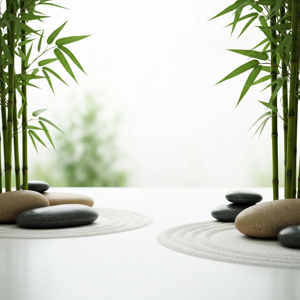 Zen garden with stones and plants